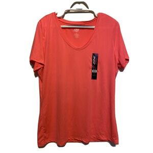 Women's Zone Pro Bright Orange Pink V Neck Super Soft T Shirt Size XL NWT NEW A5